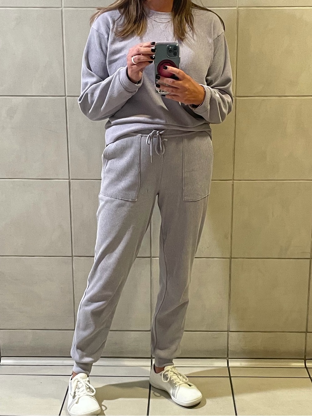 Jockey Ribbed Sweatshirt and Jogger Set in Light Lavender